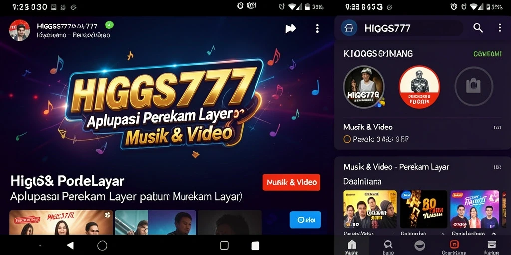 Tampilan antarmuka aplikasi HIGGS777 saat merekam layar.