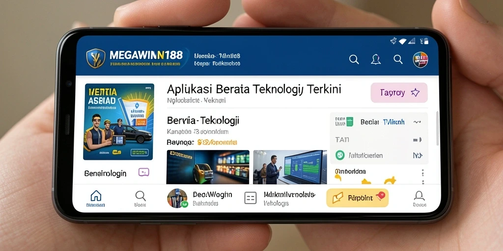 Antarmuka aplikasi MEGAWIN188 dengan fitur berita terbaru.
